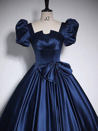 Dark Blue Satin Prom Dress