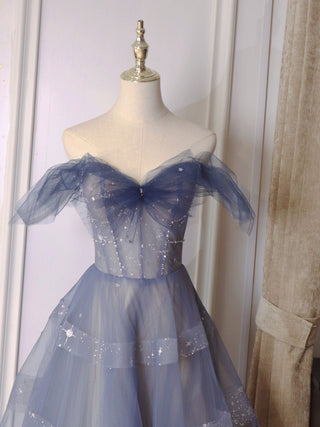 Blue tulle sequin dress