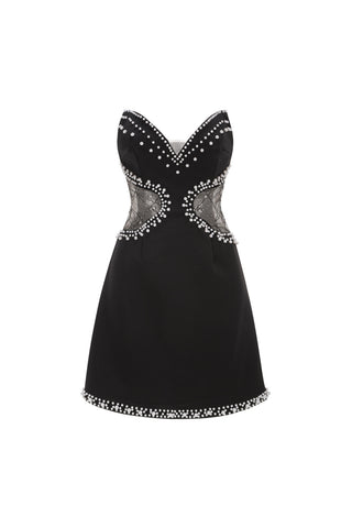 Embellished mini dress in black