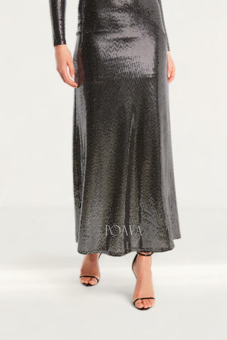 Mirror Dress In Silver Sequin