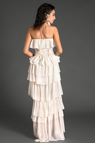 Rodiades Strapless Ruffle Corset Dress