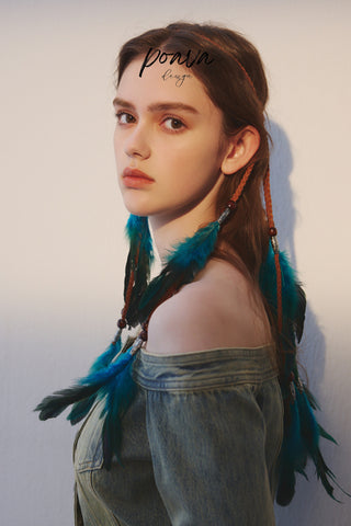 Bohemia blue Feather Headband