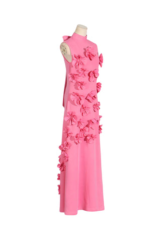 ANNONA PINK FLOWER EMBELLISHED MAXI DRESS