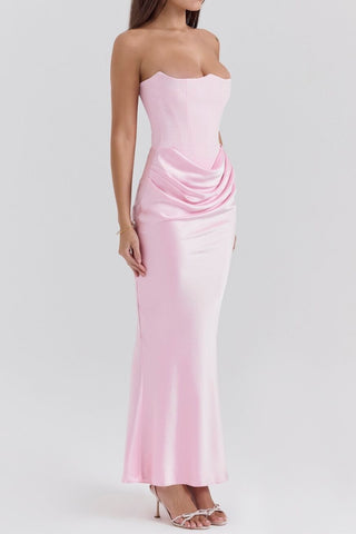 Strapless corset maxi dress in pink