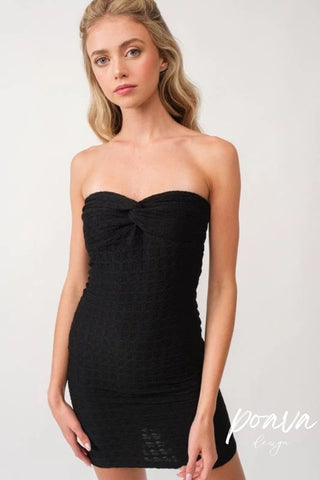 Textured Strapless Mini Dress