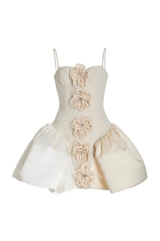 Flora Cyclone Embellished Knit-Satin Bustier Mini Dress