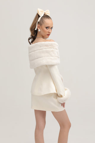 Miss Rosier fur jacket & skirt matching set