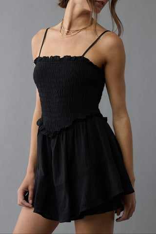 Ruffle Tiered Romper mini dress in black