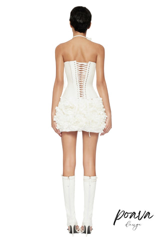 CLEGG WHITE CORSET FLOWER TWO-PIECE SET