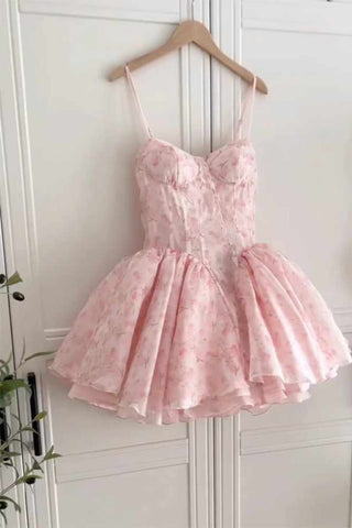 flower printed mini dress in pink