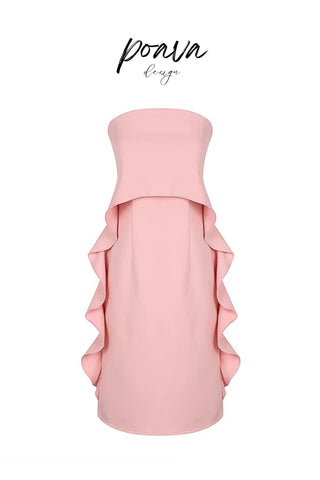 sleeveless ruffle bandage mini dress in pink