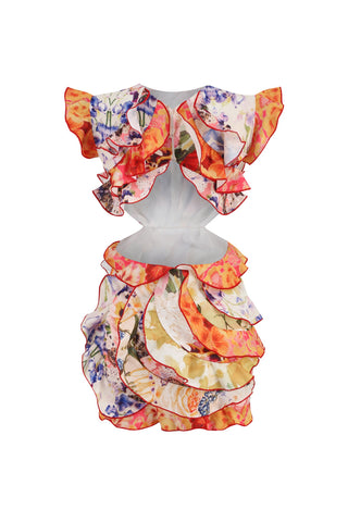 Ruffle flower mini dress