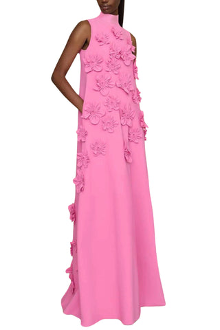 ANNONA PINK FLOWER EMBELLISHED MAXI DRESS