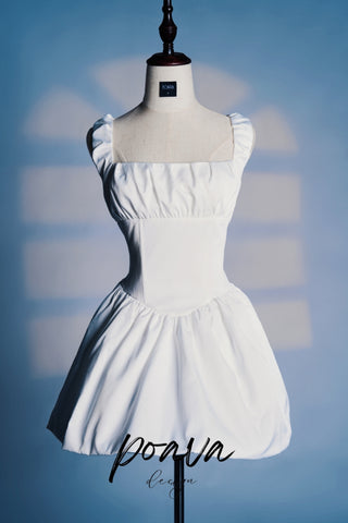 COTTON TULLE MINI DRESS IN WHITE