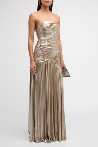 Josie Strapless Lamé Slit Dress