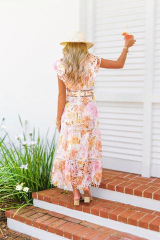 Anna Sleeveless Ruffle Dress - Orange