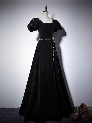 A-Line Velvet Black Dress