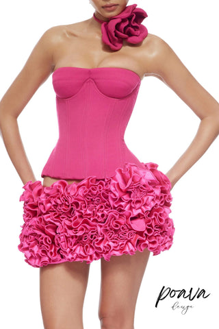 CLEGG PINK CORSET FLOWER TWO-PIECE SET