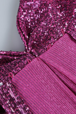 Bandage bow sequin mini dress in purple