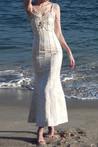 Pearl embellished mermaid midi dress