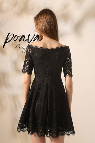 Hepburn lace mini dresses in black