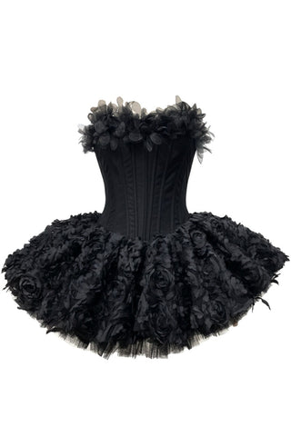 Strapless Petal Floral Corset A Line Dress