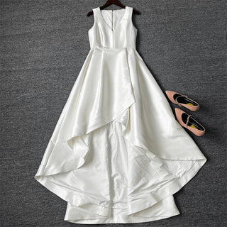 sleeveless v-neck midi dress in beige