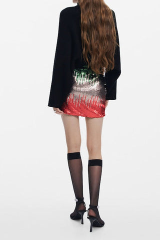 tracy Sequin Skirt in Silver