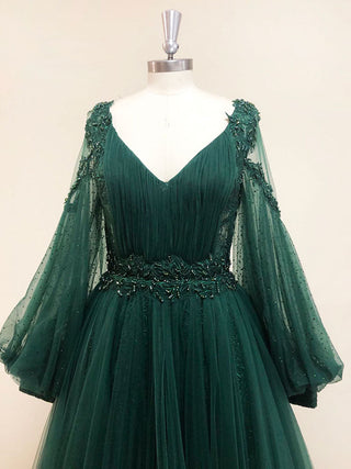 green tulle maxi dress