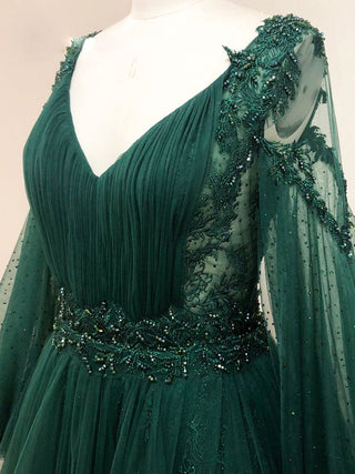 green tulle maxi dress