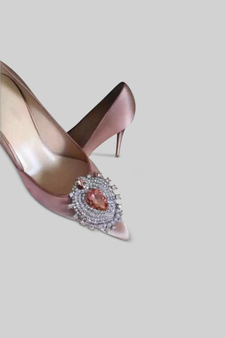 Satin Stiletto with Diamond Detail - Pink