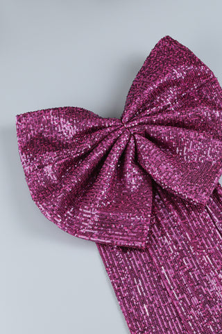 Bandage bow sequin mini dress in purple