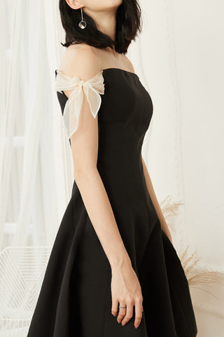 A line mini dress in black