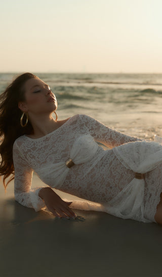 Lace Draped Neckline Mini Dress