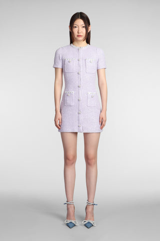 CRYSTAL-EMBELLISHED BUTTON MINI DRESS IN LILAC