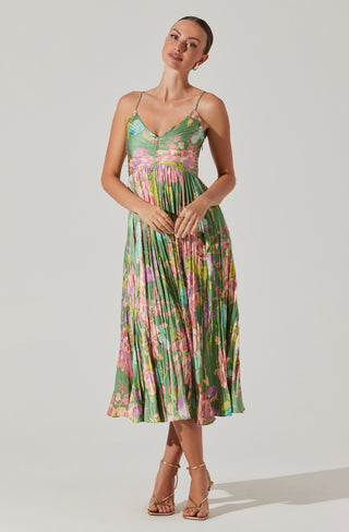 Maeve Printed Pleated Midi Dress