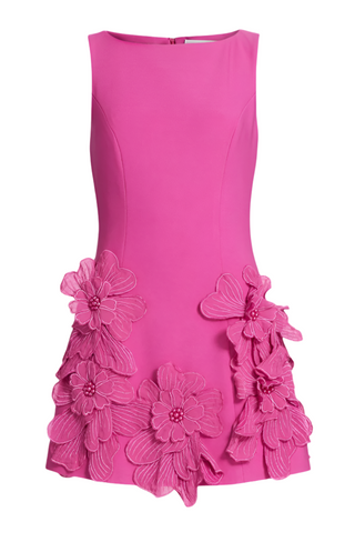 Adalgisa Floral Appliqué Mini Dress - Pink