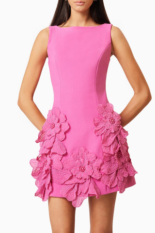 Adalgisa Floral Appliqué Mini Dress - Pink