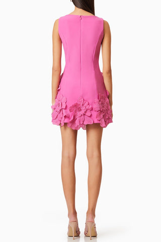 Adalgisa Floral Appliqué Mini Dress - Pink
