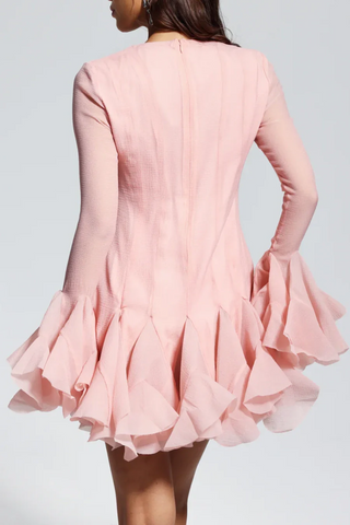 Alberta Semi-sheer Ruffle Mini Dress - Pink