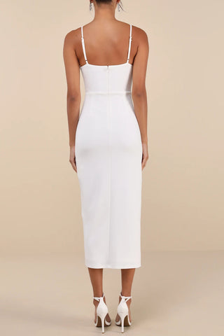 White Bustier Tulip Midi Dress