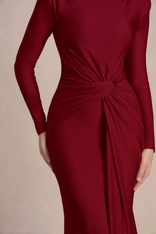 AMANDA LONG SLEEVE TWIST FRONT MAXI DRESS