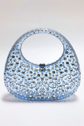 Annabel Clear Crystal Embellished Acrylic Clutch