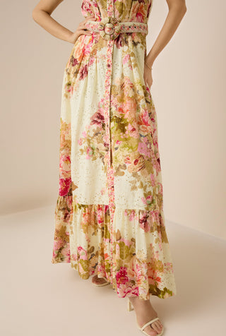 multicolor embroidery print maxi shirt dress