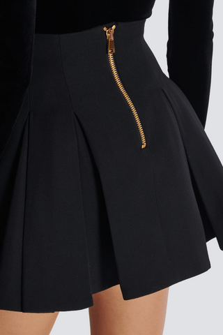 Asina Gold Buttoned Mini Skirt - Black