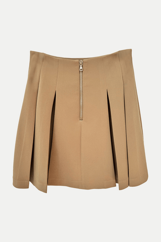 FLARED PLEATED GRAIN DE POUDRE SKIRT