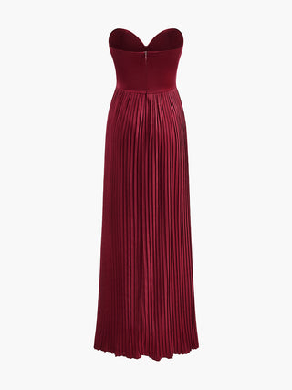 Pleated Slim Tube Maxi Dress