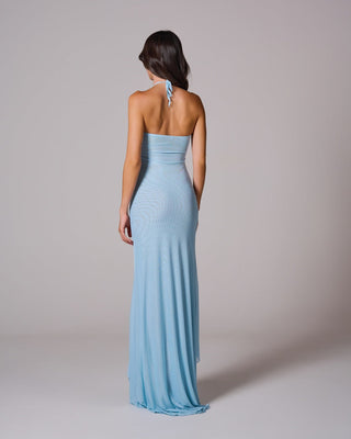 BLAIR Blue Mesh Maxi Dress