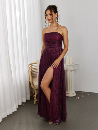 Backless Glitter Tube Maxi Dress