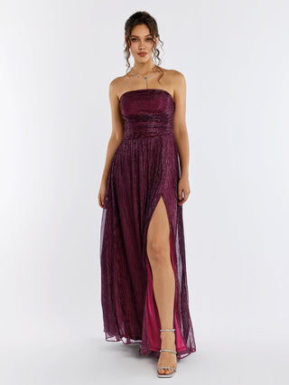 Backless Glitter Tube Maxi Dress